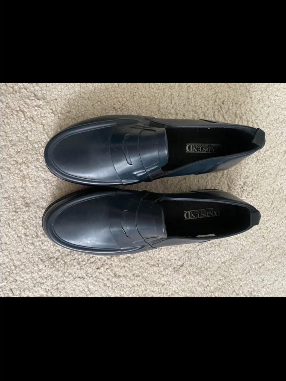 Lands' End navy penny Loafers rain shoes for women